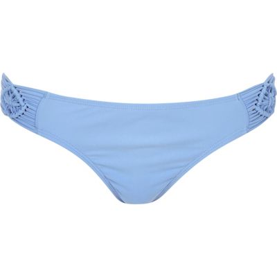 Light blue macram&#233; bikini bottoms